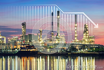 Oil gas refinery or petrochemical plant with concept of business Stock Photo