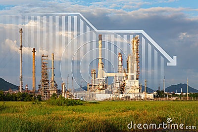 Oil gas refinery or petrochemical plant with concept of business Stock Photo