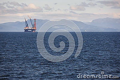 Oil and gas sea platform in Norway. Energy industry. Offshore Stock Photo