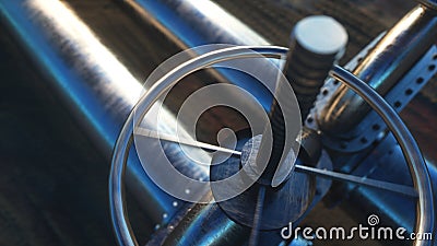 Oil, gas valve. Pipeline in desert. Oil concept. 3d rendering. Stock Photo