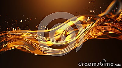 Oil gold smooth waves of liquid abstract background. Bright honey pattern. Cartoon Illustration