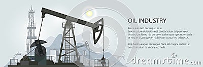 Oil Industry Banner Vector Illustration