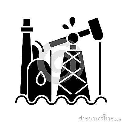 Oil industry black glyph icon Vector Illustration