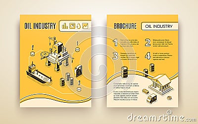 Oil industry company brochure vector template Vector Illustration