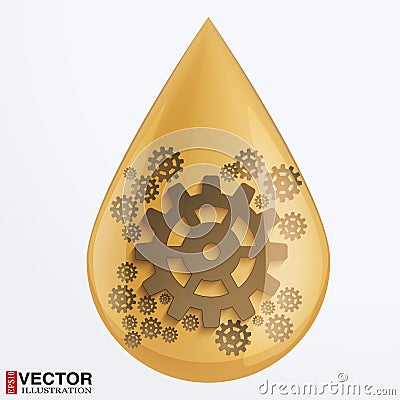 Oil industry drop symbol with gears cogs Vector Illustration