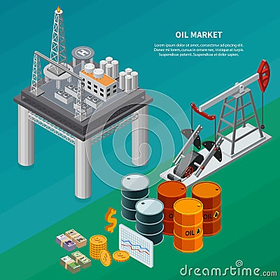 Oil Industry Isometric Composition Vector Illustration