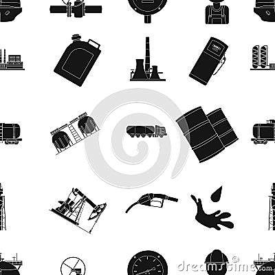 Oil industry pattern icons in black style. Big collection of oil industry vector symbol stock illustration Vector Illustration