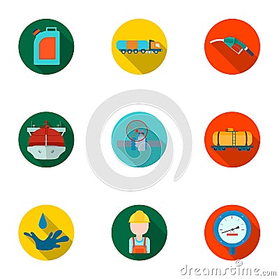 Oil industry set icons in flat style. Big collection of oil industry vector symbol stock illustration Vector Illustration