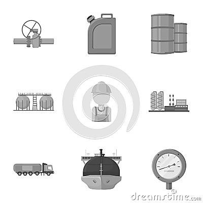 Oil industry set icons in monochrome style. Big collection of oil industry vector symbol stock illustration Vector Illustration