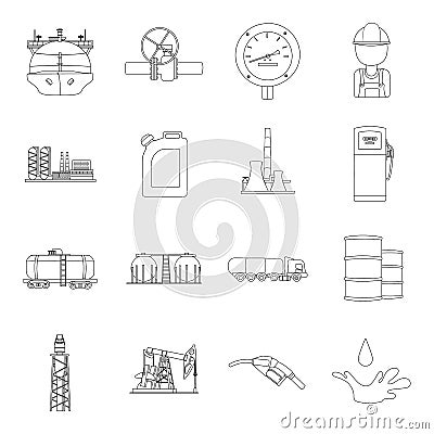 Oil industry set icons in outline style. Big collection of oil industry vector symbol Vector Illustration