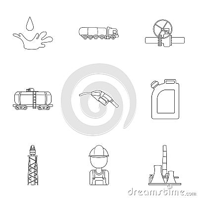 Oil industry set icons in outline style. Big collection of oil industry vector symbol stock illustration Vector Illustration