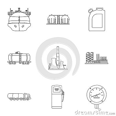 Oil industry set icons in outline style. Big collection of oil industry vector symbol stock illustration Vector Illustration