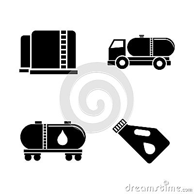 Oil Industry. Simple Related Vector Icons Stock Photo