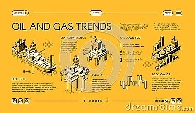 Oil industry trends landing page isometric vector Vector Illustration