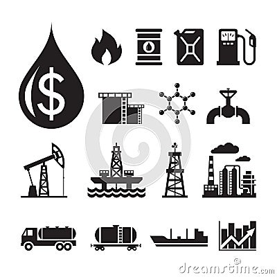 16 oil industry vector icons for infographic, business presentation, booklet and different design project. Vector Illustration