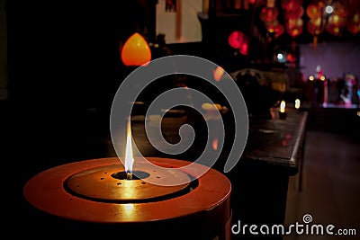 Oil lamp Chinese Temple at Petak Sembilan Indonesia Stock Photo