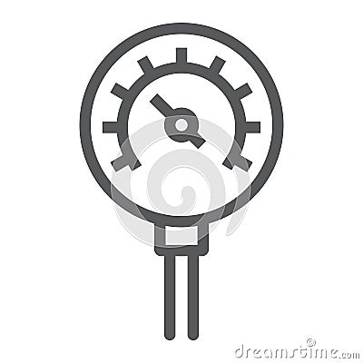Oil manometer line icon, control and meter, pressure gage sign, vector graphics, a linear pattern on a white background. Vector Illustration
