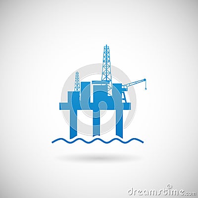 Oil Offshore Platform Colloquially Rig Symbol Icon Design Template on Grey Background Vector Illustration Vector Illustration