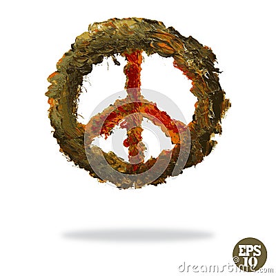 Oil painted peace symbol Vector Illustration