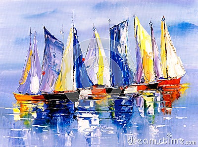 Oil Painting - Boat Stock Photo