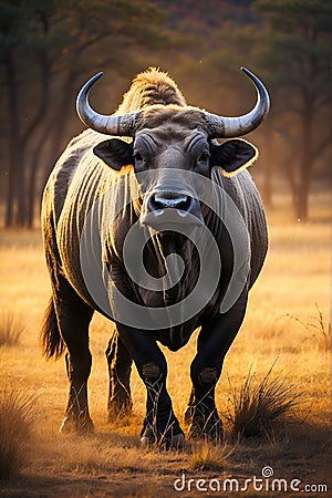 Oil painting of a Cape buffalo. Stock Photo