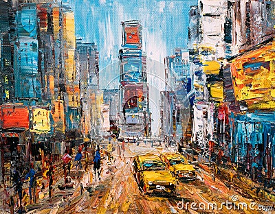 Oil Painting - City View of New York Stock Photo