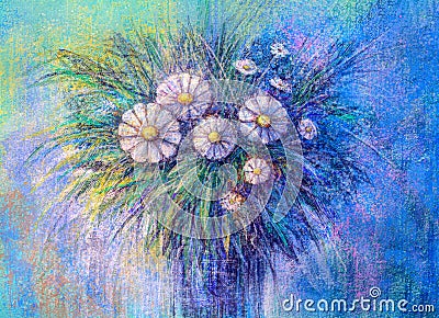 Oil painting Daisy flowers Stock Photo