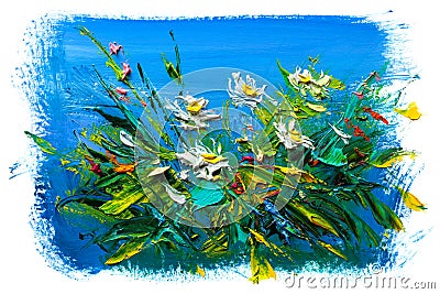 Oil painting flowers Stock Photo
