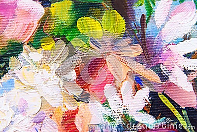 Oil Painting, Impressionism style, flower painting, still painting canvas, Stock Photo