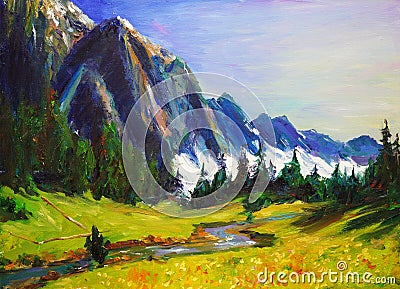 Oil Painting - Landscape Stock Photo