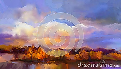 Oil painting landscape Stock Photo