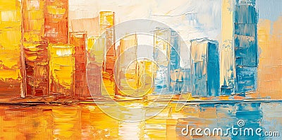An oil painting with a modern touch, using broad brush strokes to create abstract paint blobs. Stock Photo