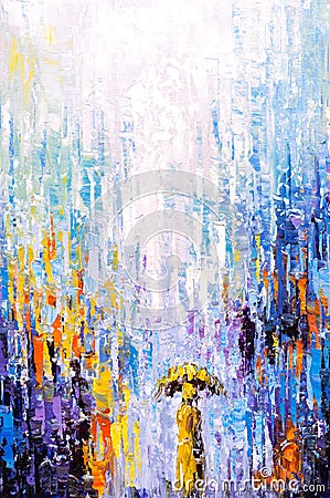 Oil Painting - Rainy Day Stock Photo