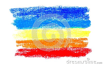 Oil pastel chalk painted strokes or smears from different colors isolated on white background Stock Photo