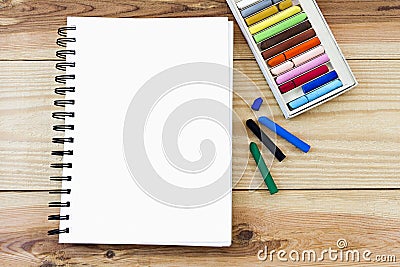 Oil pastels crayons colorful picking and art drawing paper with Stock Photo