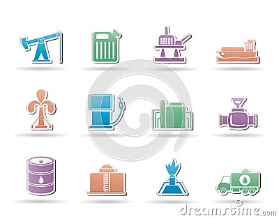 Oil and petrol industry icons Vector Illustration