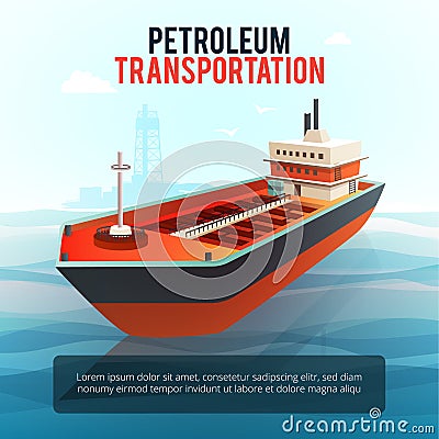 Oil Petroleum Transportation Tanker Isometric Poster Vector Illustration