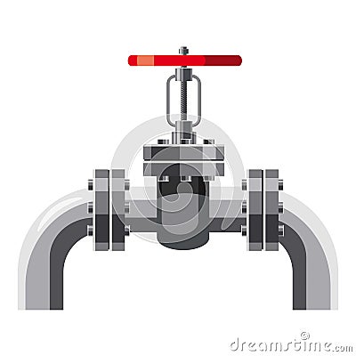 Oil pipe with valves icon, cartoon style Cartoon Illustration