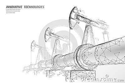 Oil pipeline low poly business concept. Finance economy polygonal petrol production. Petroleum fuel industry Vector Illustration