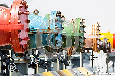 Oil pipeline of tanker Stock Photo