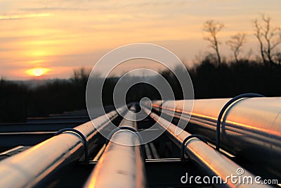 Oil pipeline transportation way on african continent Stock Photo