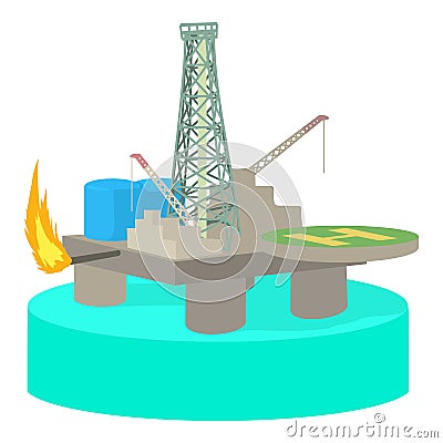 Oil platform icon, cartoon style Vector Illustration