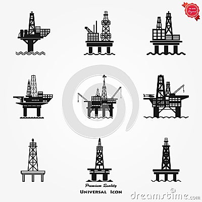 Oil platform icon for web, gas Sea Rig Platform Illustration, fuel Production Symbol. Vector Illustration