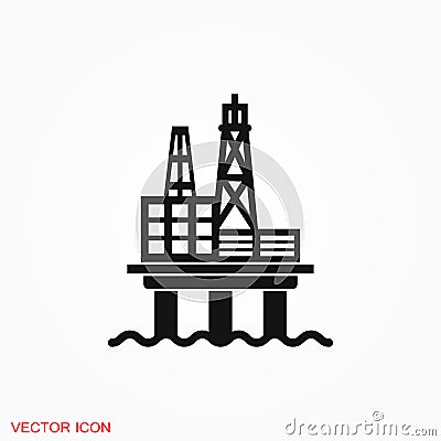 Oil platform iconfuel production logo, illustration, sign symbol for design Stock Photo