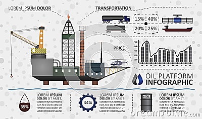 Oil platform infographic Vector Illustration
