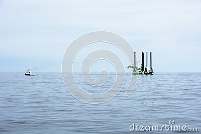 Oil platform towed Editorial Stock Photo