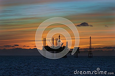 Oil platforms in North Sea Stock Photo