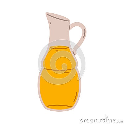 Oil Poured in Glass Jug as Cooking Utensil Vector Illustration Vector Illustration