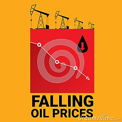 Oil price falling down graph illustration. vector Vector Illustration