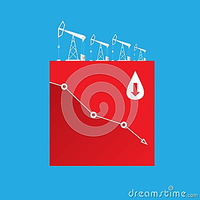 Oil price falling down graph illustration. vector Vector Illustration